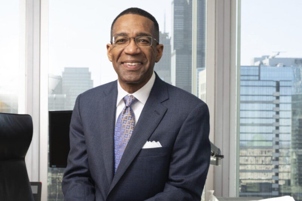 Barry E. Fields pictured at his office at Kirkland & Ellis LLP, where he is a trial lawyer. In addition to supporting childhood cancer research at Comer Children’s Hospital, Fields is a University of Chicago and UChicago Medical Center trustee.