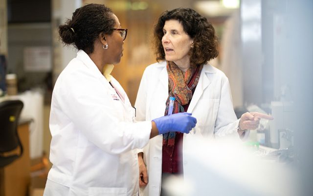 Nykia Walker, PhD, postdoctoral fellow, and Marsha Rosner, PhD, Charles B. Huggins Professor in the Ben May Department of Cancer Research, University of Chicago.