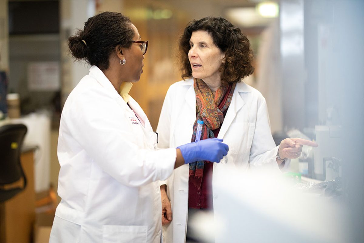 Nykia Walker, PhD, postdoctoral fellow, and Marsha Rosner, PhD, Charles B. Huggins Professor in the Ben May Department of Cancer Research, University of Chicago.